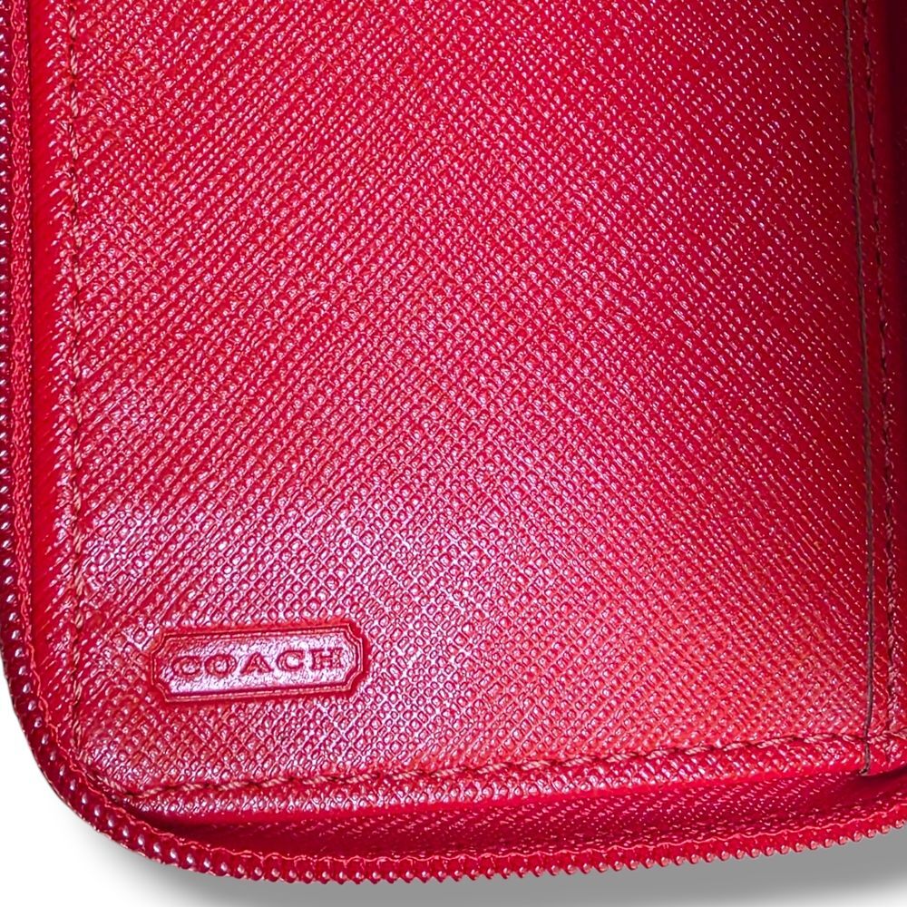 Coach Orange/Red turnlock Leather Wallet Wristlet - Picture 5 of 7